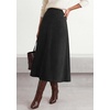 image:imageBTFBM Women Faux Suede Midi Long Skirt Fall Fashion 2026  High Waisted Skirts For Women Trendy Lightweight Back Elastic Arc Line Design ALine Winter Dress Boho Western OutfitsBlack