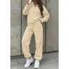 image:imageBTFBM Womens 2 Piece Outfits Sweatsuit Fleece Lounge Sets  Quarter Zip Pullover SweatshirtBaggy Jogger Sweatpants2026 Fall Fashion ClothingAirport Travel Matching Sweat SetApricot