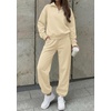 image:imageBTFBM Womens 2 Piece Outfits Sweatsuit Fleece Lounge Sets  Quarter Zip Pullover SweatshirtBaggy Jogger Sweatpants2026 Fall Fashion ClothingAirport Travel Matching Sweat SetApricot