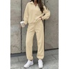 image:imageBTFBM Womens 2 Piece Outfits Sweatsuit Fleece Lounge Sets  Quarter Zip Pullover SweatshirtBaggy Jogger Sweatpants2026 Fall Fashion ClothingAirport Travel Matching Sweat SetApricot
