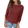 image:imageBTFBM Womens Long Sleeve Sweaters Crew Neck Basic Tops  Business Casual TopLightweight Knit Pullover SweaterBasic Travel OutfitsLadies ShirtsFall Fashion Winter Layer ClothesMaroon