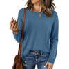 image:imageBTFBM Womens Long Sleeve Sweaters Crew Neck Basic Tops  Business Casual TopLightweight Knit Pullover SweaterBasic Travel OutfitsLadies ShirtsFall Fashion Winter Layer ClothesGrey Blue