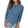 image:imageBTFBM Womens Long Sleeve Sweaters Crew Neck Basic Tops  Business Casual TopLightweight Knit Pullover SweaterBasic Travel OutfitsLadies ShirtsFall Fashion Winter Layer ClothesGrey Blue