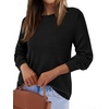 image:imageBTFBM Womens Long Sleeve Sweaters Crew Neck Basic Tops  Business Casual TopLightweight Knit Pullover SweaterBasic Travel OutfitsLadies ShirtsFall Fashion Winter Layer ClothesBlack