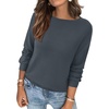 image:imageBTFBM Womens Long Sleeve Sweaters Crew Neck Basic Tops  Business Casual TopLightweight Knit Pullover SweaterBasic Travel OutfitsLadies ShirtsFall Fashion Winter Layer ClothesDark Gray