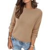 image:imageBTFBM Womens Long Sleeve Sweaters Crew Neck Basic Tops  Business Casual TopLightweight Knit Pullover SweaterBasic Travel OutfitsLadies ShirtsFall Fashion Winter Layer ClothesKhaki
