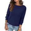 image:imageBTFBM Womens Long Sleeve Sweaters Crew Neck Basic Tops  Business Casual TopLightweight Knit Pullover SweaterBasic Travel OutfitsLadies ShirtsFall Fashion Winter Layer ClothesNavy Blue