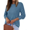 image:imageBTFBM Womens Long Sleeve Sweaters Crew Neck Basic Tops  Business Casual TopLightweight Knit Pullover SweaterBasic Travel OutfitsLadies ShirtsFall Fashion Winter Layer ClothesGrey Blue