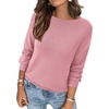 image:imageBTFBM Womens Long Sleeve Sweaters Crew Neck Basic Tops  Business Casual TopLightweight Knit Pullover SweaterBasic Travel OutfitsLadies ShirtsFall Fashion Winter Layer ClothesPink