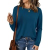 image:imageBTFBM Womens Long Sleeve Sweaters Crew Neck Basic Tops  Business Casual TopLightweight Knit Pullover SweaterBasic Travel OutfitsLadies ShirtsFall Fashion Winter Layer ClothesDark Blue