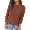image:imageBTFBM Womens Long Sleeve Sweaters Crew Neck Basic Tops  Business Casual TopLightweight Knit Pullover SweaterBasic Travel OutfitsLadies ShirtsFall Fashion Winter Layer ClothesLight Brown