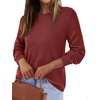 image:imageBTFBM Womens Long Sleeve Sweaters Crew Neck Basic Tops  Business Casual TopLightweight Knit Pullover SweaterBasic Travel OutfitsLadies ShirtsFall Fashion Winter Layer ClothesMaroon