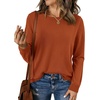 image:imageBTFBM Womens Long Sleeve Sweaters Crew Neck Basic Tops  Business Casual TopLightweight Knit Pullover SweaterBasic Travel OutfitsLadies ShirtsFall Fashion Winter Layer ClothesCaramel