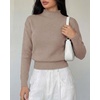 image:imageBTFBM Womens Long Sleeve Sweaters Mock Neck Tops  Lightweight Knit Pullover SweaterBasic Classic Daily Wear 2026 Fall FashionWinter Layer ClothesBusiness Casual OutfitsCamel
