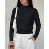 image:imageBTFBM Womens Long Sleeve Sweaters Mock Neck Tops  Lightweight Knit Pullover SweaterBasic Classic Daily Wear 2026 Fall FashionWinter Layer ClothesBusiness Casual OutfitsBlack