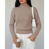 image:imageBTFBM Womens Long Sleeve Sweaters Mock Neck Tops  Lightweight Knit Pullover SweaterBasic Classic Daily Wear 2026 Fall FashionWinter Layer ClothesBusiness Casual OutfitsCamel