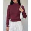 image:imageBTFBM Womens Long Sleeve Sweaters Mock Neck Tops  Lightweight Knit Pullover SweaterBasic Classic Daily Wear 2026 Fall FashionWinter Layer ClothesBusiness Casual OutfitsBurgundy