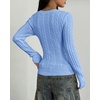 image:imageBTFBM Womens Sweaters Cable Knit V Neck Long Sleeve Tops  Lightweight Ribbed Fitted PulloverY2K Going Out TopBasic Tunic Daily Wear Fall 2026Dressy Work Business Casual OutfitsLight Blue