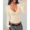image:imageBTFBM Womens Sweaters Cable Knit V Neck Long Sleeve Tops  Lightweight Ribbed Fitted PulloverY2K Going Out TopBasic Tunic Daily Wear Fall 2026Dressy Work Business Casual OutfitsBeige