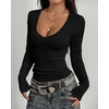 image:imageBTFBM Womens Sweaters Cable Knit V Neck Long Sleeve Tops  Lightweight Ribbed Fitted PulloverY2K Going Out TopBasic Tunic Daily Wear Fall 2026Dressy Work Business Casual OutfitsBlack