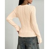 image:imageBTFBM Womens Sweaters Cable Knit V Neck Long Sleeve Tops  Lightweight Ribbed Fitted PulloverY2K Going Out TopBasic Tunic Daily Wear Fall 2026Dressy Work Business Casual OutfitsBeige