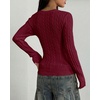 image:imageBTFBM Womens Sweaters Cable Knit V Neck Long Sleeve Tops  Lightweight Ribbed Fitted PulloverY2K Going Out TopBasic Tunic Daily Wear Fall 2026Dressy Work Business Casual OutfitsBurgundy