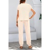 image:imageBTFBM 2 Piece Sets For Women Summer Lounge Set Airport Outfits Tracksuit  SolidMatching Sets Women ClothingSweatsuitShort Sleeve Tops Long Pants Vacation OutfitsBeach vacation Clothes For WomenApricot