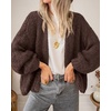 image:imageBTFBM Cardigan Sweaters for Women Fall Fashion Clothes 2026  No Button No Pocket Design Chunky Knit Open Front Cardigans Ribbed Cuff Long Sleeve Sweater Loose Winter Coat ClothingCoffee