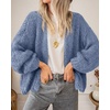 image:imageBTFBM Cardigan Sweaters for Women Fall Fashion Clothes 2026  No Button No Pocket Design Chunky Knit Open Front Cardigans Ribbed Cuff Long Sleeve Sweater Loose Winter Coat ClothingDusty Blue
