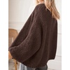 image:imageBTFBM Cardigan Sweaters for Women Fall Fashion Clothes 2026  No Button No Pocket Design Chunky Knit Open Front Cardigans Ribbed Cuff Long Sleeve Sweater Loose Winter Coat ClothingCoffee