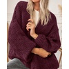 image:imageBTFBM Cardigan Sweaters for Women Fall Fashion Clothes 2026  No Button No Pocket Design Chunky Knit Open Front Cardigans Ribbed Cuff Long Sleeve Sweater Loose Winter Coat ClothingBurgundy