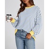 image:imageBTFBM Oversized Sweatshirt For Women 2026 Fall  Striped Long Sleeve Shirt Crewneck Sweatshirts Casual Loose Pullover Workout Tops Y2K Clothes Sport Vacation OutfitsBlue Beige White