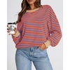 image:imageBTFBM Oversized Sweatshirt For Women 2026 Fall  Striped Long Sleeve Shirt Crewneck Sweatshirts Casual Loose Pullover Workout Tops Y2K Clothes Sport Vacation OutfitsBlue Orange