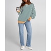 image:imageBTFBM Oversized Sweatshirt For Women 2026 Fall  Striped Long Sleeve Shirt Crewneck Sweatshirts Casual Loose Pullover Workout Tops Y2K Clothes Sport Vacation OutfitsGreen White