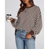 image:imageBTFBM Oversized Sweatshirt For Women 2026 Fall  Striped Long Sleeve Shirt Crewneck Sweatshirts Casual Loose Pullover Workout Tops Y2K Clothes Sport Vacation OutfitsGrey Brown