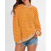 image:imageBTFBM Oversized Sweatshirt For Women 2026 Fall  Striped Long Sleeve Shirt Crewneck Sweatshirts Casual Loose Pullover Workout Tops Y2K Clothes Sport Vacation OutfitsYellow Orange