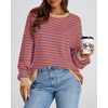 image:imageBTFBM Oversized Sweatshirt For Women 2026 Fall  Striped Long Sleeve Shirt Crewneck Sweatshirts Casual Loose Pullover Workout Tops Y2K Clothes Sport Vacation OutfitsBlue Orange