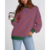 image:imageBTFBM Oversized Sweatshirt For Women 2026 Fall  Striped Long Sleeve Shirt Crewneck Sweatshirts Casual Loose Pullover Workout Tops Y2K Clothes Sport Vacation OutfitsRoyal Blue Orange