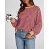image:imageBTFBM Oversized Sweatshirt For Women 2026 Fall  Striped Long Sleeve Shirt Crewneck Sweatshirts Casual Loose Pullover Workout Tops Y2K Clothes Sport Vacation OutfitsBlue Orange
