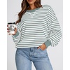 image:imageBTFBM Oversized Sweatshirt For Women 2026 Fall  Striped Long Sleeve Shirt Crewneck Sweatshirts Casual Loose Pullover Workout Tops Y2K Clothes Sport Vacation OutfitsLight Green White