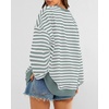 image:imageBTFBM Oversized Sweatshirt For Women 2026 Fall  Striped Long Sleeve Shirt Crewneck Sweatshirts Casual Loose Pullover Workout Tops Y2K Clothes Sport Vacation OutfitsLight Green White