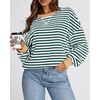 image:imageBTFBM Oversized Sweatshirt For Women 2026 Fall  Striped Long Sleeve Shirt Crewneck Sweatshirts Casual Loose Pullover Workout Tops Y2K Clothes Sport Vacation OutfitsGreen White
