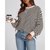 image:imageBTFBM Oversized Sweatshirt For Women 2026 Fall  Striped Long Sleeve Shirt Crewneck Sweatshirts Casual Loose Pullover Workout Tops Y2K Clothes Sport Vacation OutfitsBeige Black