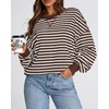 image:imageBTFBM Oversized Sweatshirt For Women 2026 Fall  Striped Long Sleeve Shirt Crewneck Sweatshirts Casual Loose Pullover Workout Tops Y2K Clothes Sport Vacation OutfitsGrey Brown