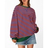 image:imageBTFBM Oversized Sweatshirt For Women 2026 Fall  Striped Long Sleeve Shirt Crewneck Sweatshirts Casual Loose Pullover Workout Tops Y2K Clothes Sport Vacation OutfitsRoyal Blue Orange