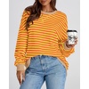image:imageBTFBM Oversized Sweatshirt For Women 2026 Fall  Striped Long Sleeve Shirt Crewneck Sweatshirts Casual Loose Pullover Workout Tops Y2K Clothes Sport Vacation OutfitsYellow Orange