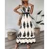 image:imageBTFBM Summer Dresses for Women Beach Fashion Floral Short Sleeve V Neck Boho Long Wedding Guest Maxi Dress SpringFloral Apricot Black
