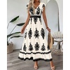 image:imageBTFBM Summer Dresses for Women Beach Fashion Floral Short Sleeve V Neck Boho Long Wedding Guest Maxi Dress SpringFloral Apricot Black