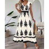 image:imageBTFBM Summer Dresses for Women Beach Fashion Floral Short Sleeve V Neck Boho Long Wedding Guest Maxi Dress SpringFloral Apricot Black