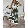 image:imageBTFBM Summer Dresses for Women Beach Fashion Floral Short Sleeve V Neck Boho Long Wedding Guest Maxi Dress SpringFloral Army Green White